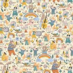 Musical Animals Woodland Yellow seamless (vinyl)
