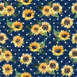 Navy and White Polka Dots Sunflower seamless (vinyl)