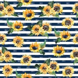 Navy Stripe Sunflowers seamless (digital paper)