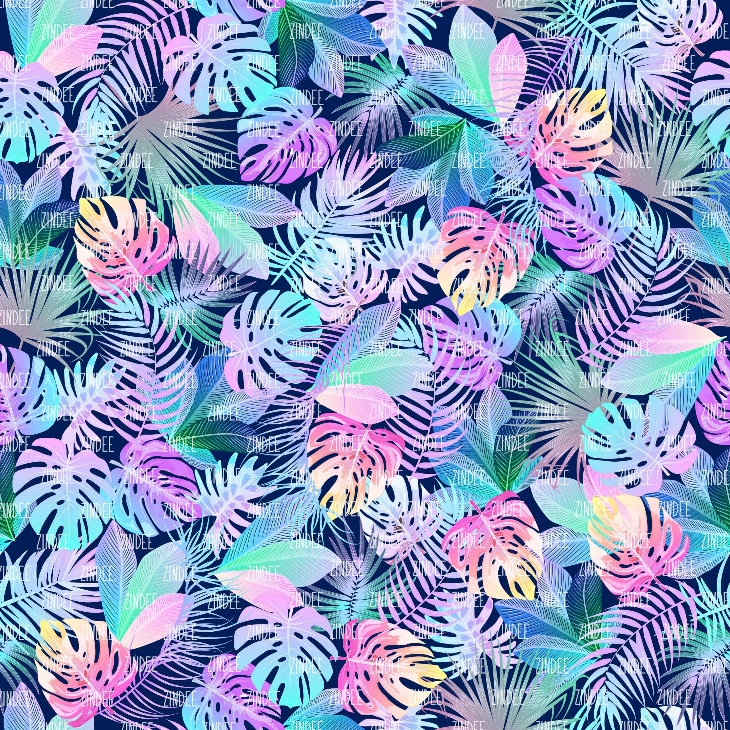 Neon Tropics Blue seamless (vinyl)