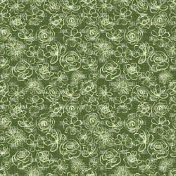 Neutral Floral Outline Green seamless (vinyl)