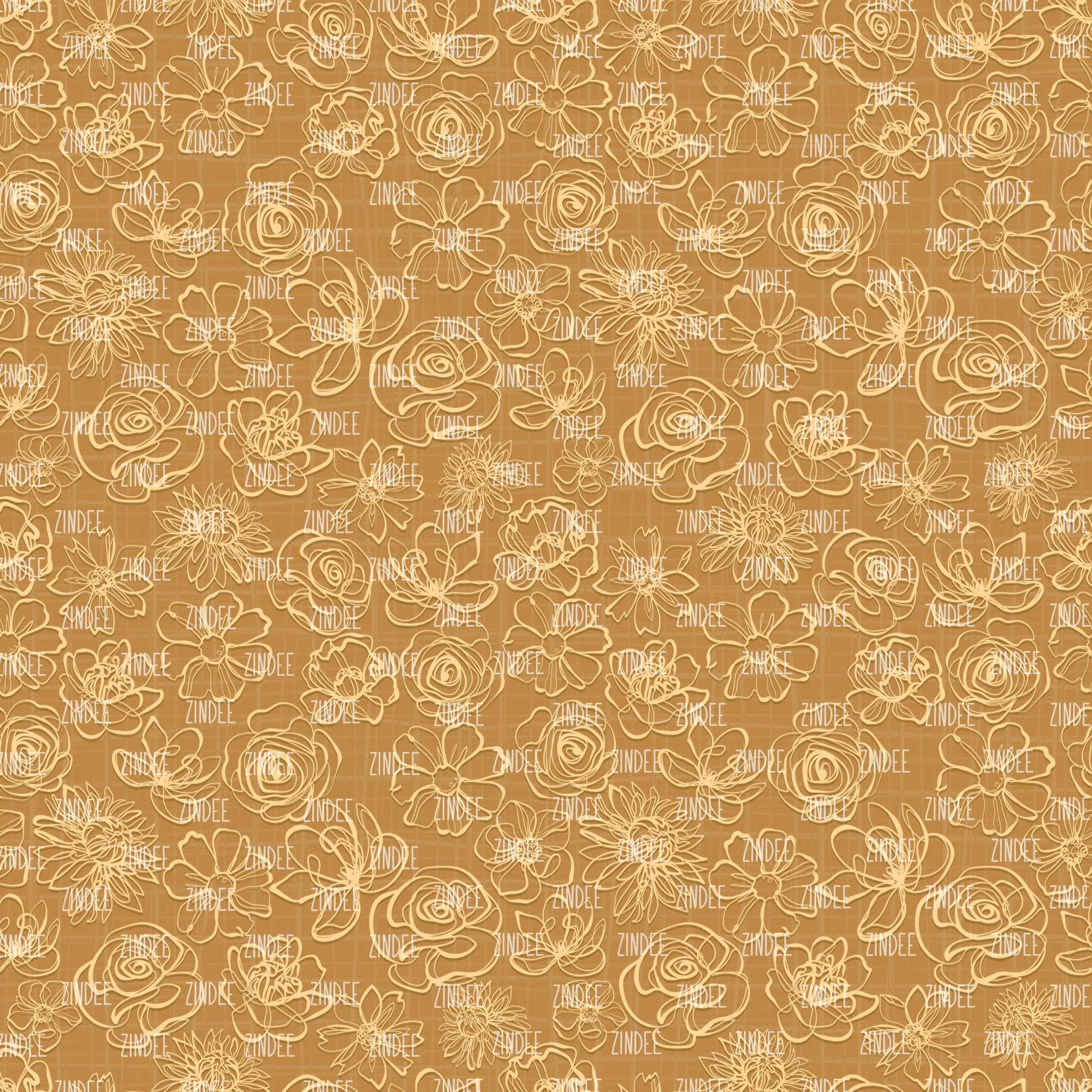 Neutral Floral Outline Orange seamless (vinyl)