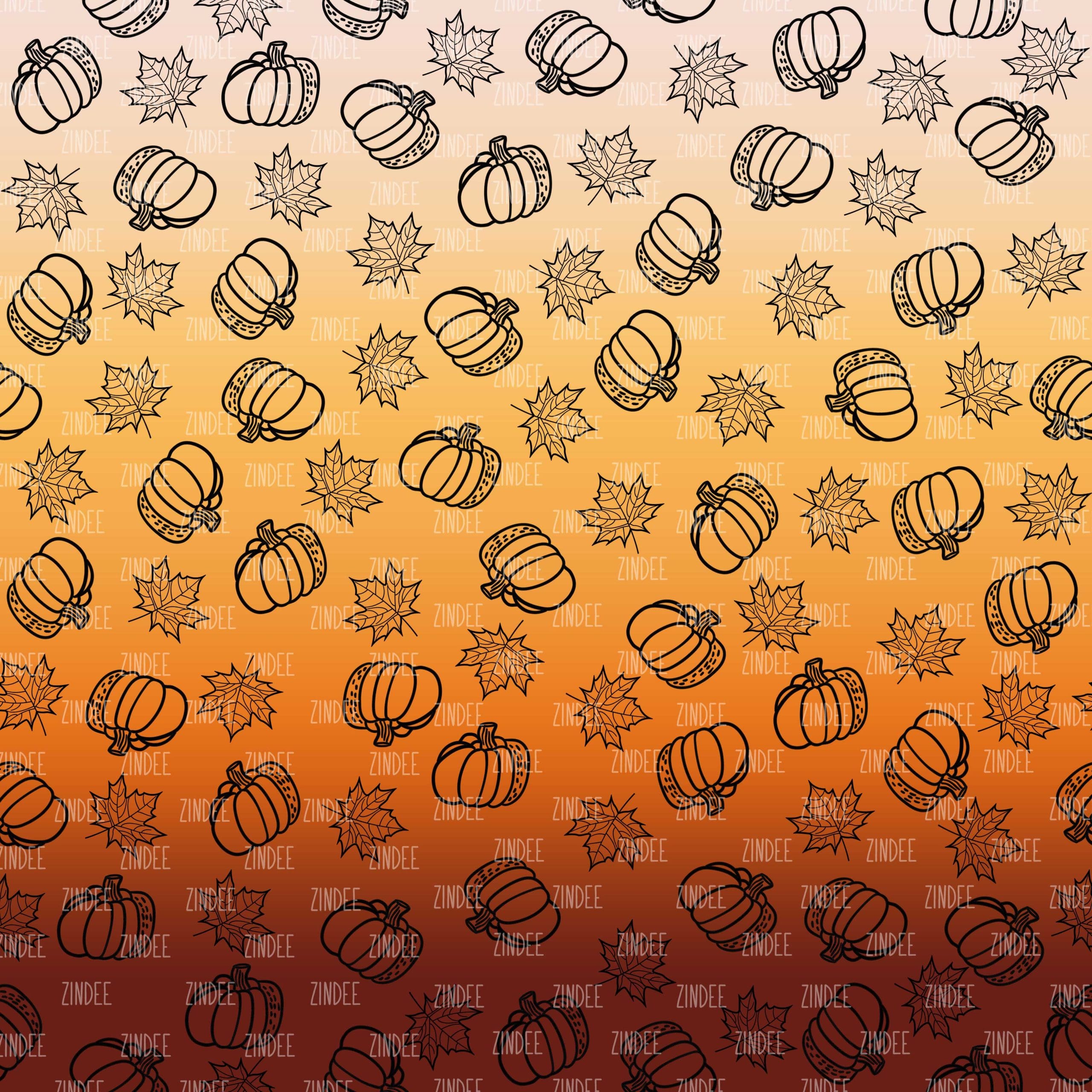 Ombre Sketch Autumn Pumpkins Black (vinyl)