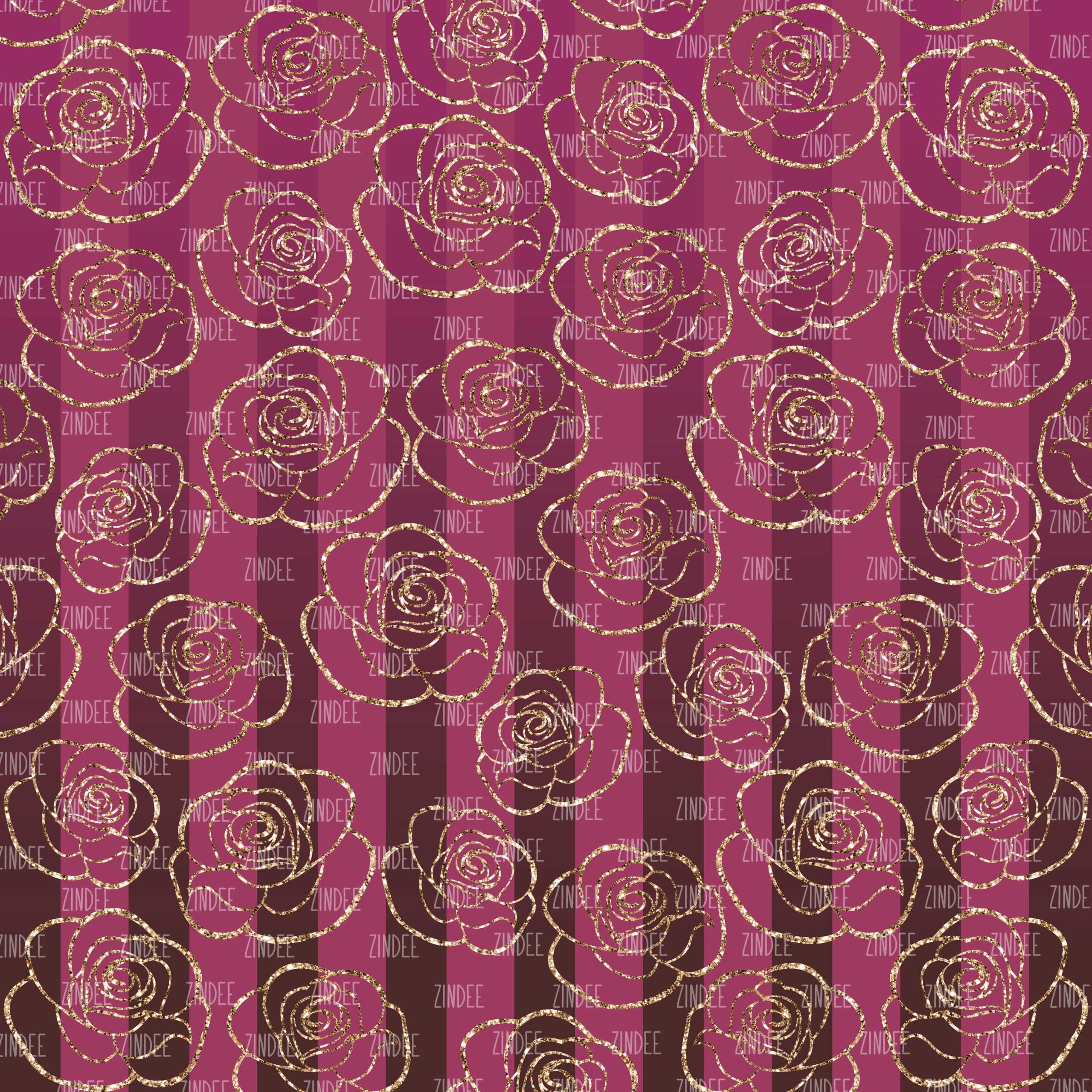Ombre Stripe Glitter Roses (digital paper)