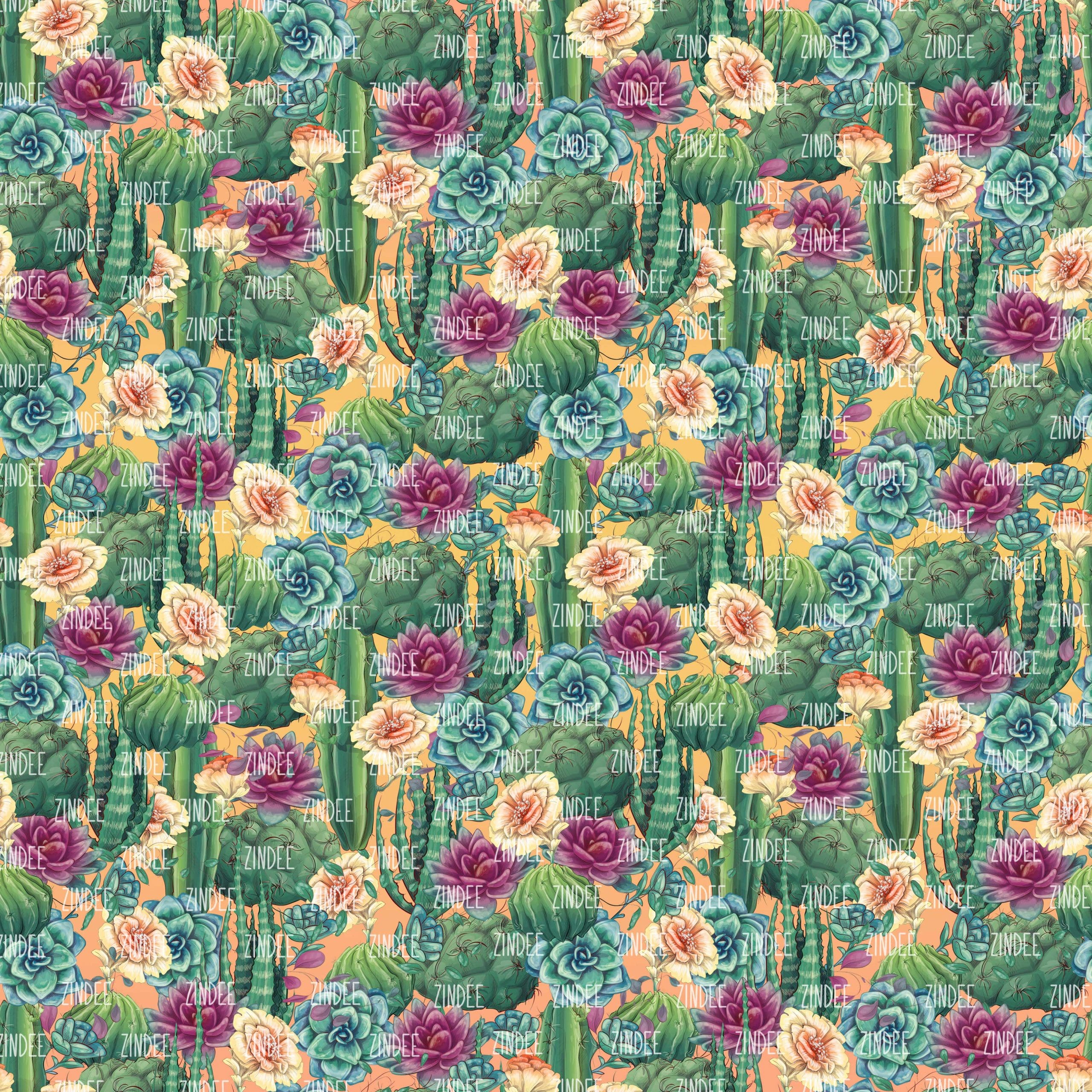 Orange Ombre Cactus seamless (vinyl)