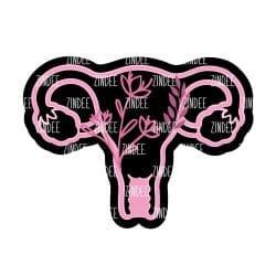 Outline Uterus – Acrylic Badge Reel Blank (2") No Hole | Optional Sticker or UV DTF