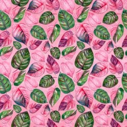 Painted Tropical Leaves Pink seamless (digital paper)