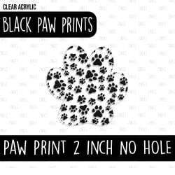 Paw Print (2 inch) NO HOLE (Black Paw Prints)
