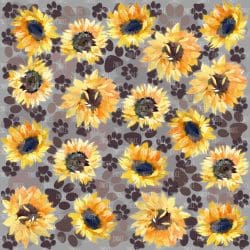 Paw Print and Sunflowers Grey seamless (vinyl)