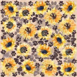 Paw Print and Sunflowers Tan seamless (vinyl)