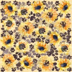 Paw Print and Sunflowers Yellow seamless (vinyl)