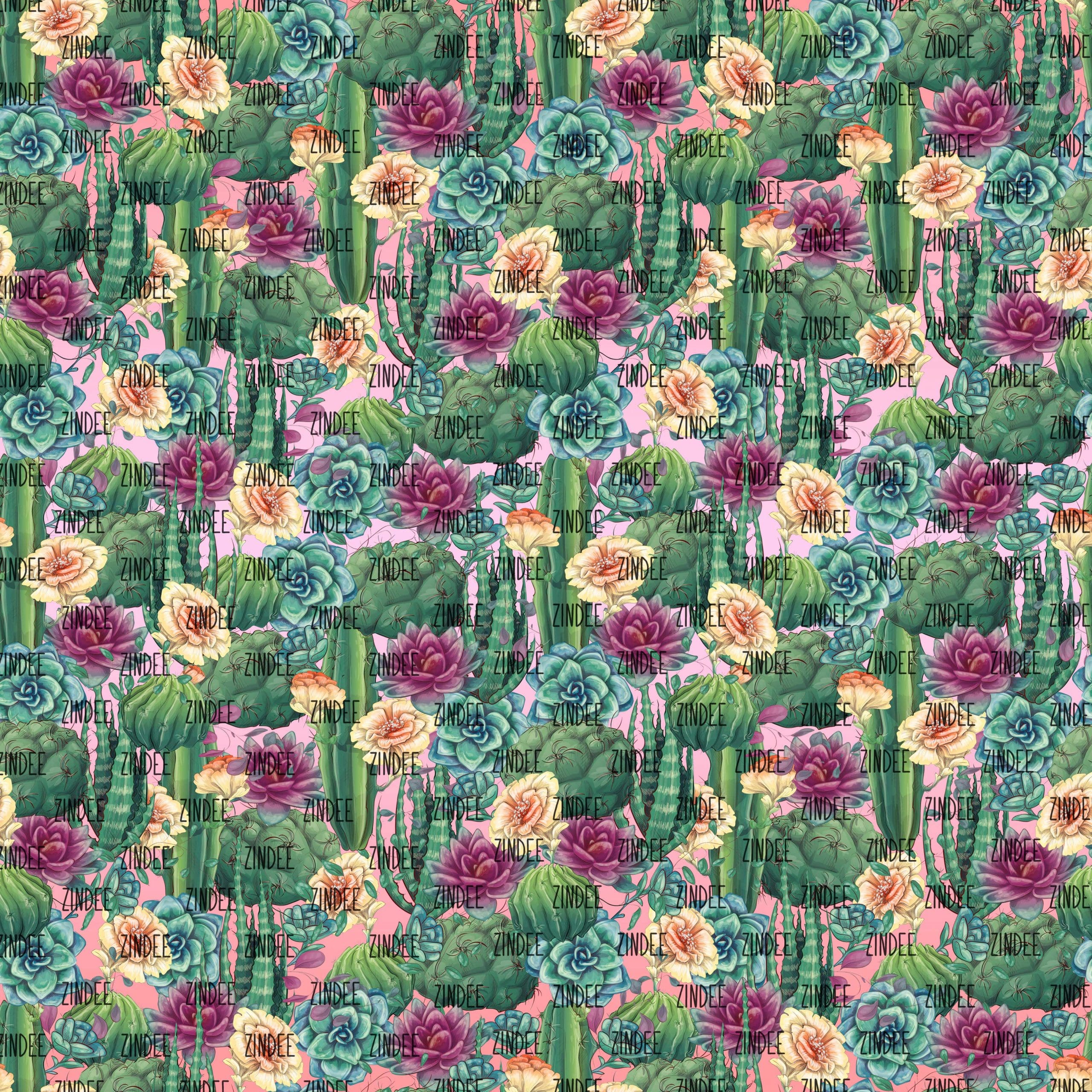 Pink Ombre Cactus seamless (vinyl)