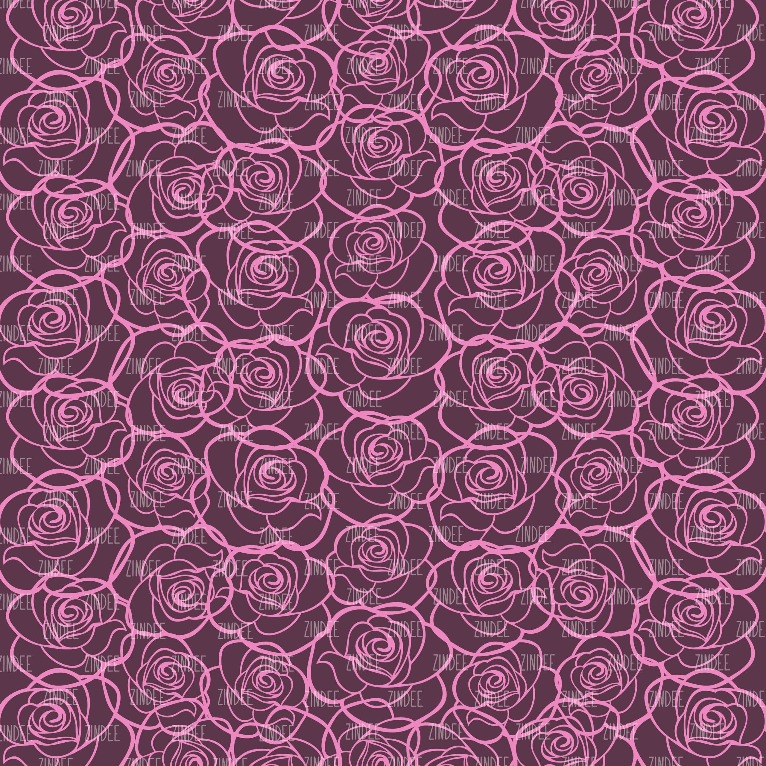 Pink Rose Outline (digital paper)