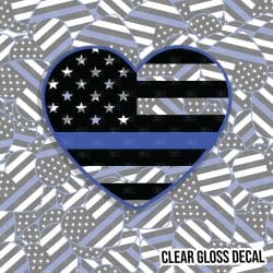 Police Heart kiss cut decal (1.5 inch) CLEAR GLOSS