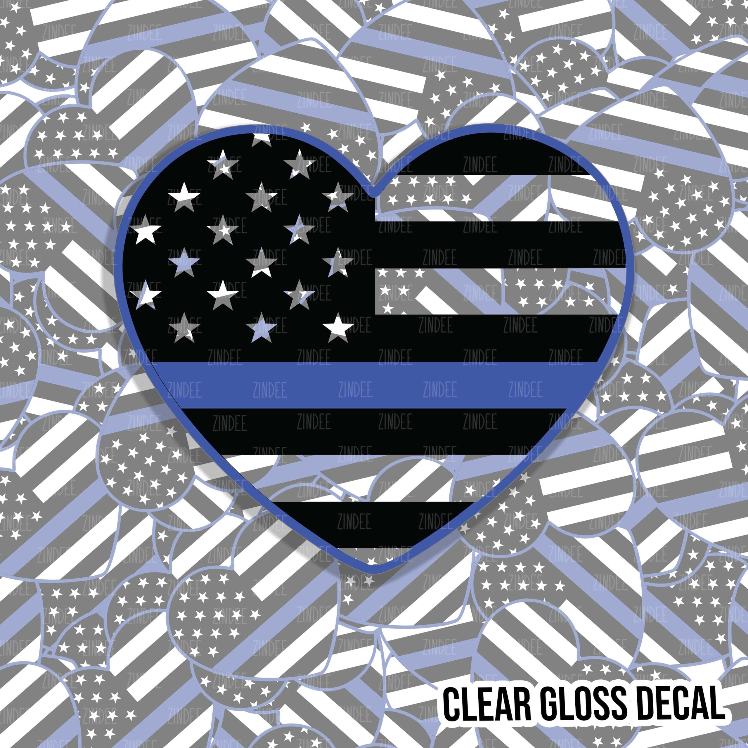 Police Heart kiss cut decal (2 inch) CLEAR GLOSS