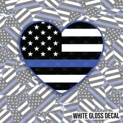 Police Heart kiss cut decal (3 inch) WHITE GLOSS