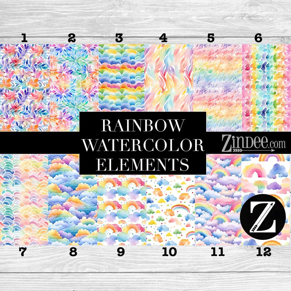 Rainbow Watercolor Elements (vinyl)