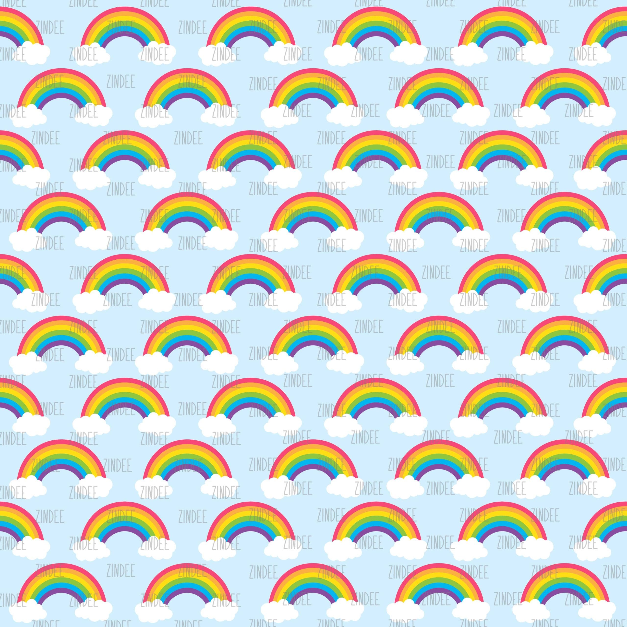 Rainbow with Clouds seamless (vinyl)