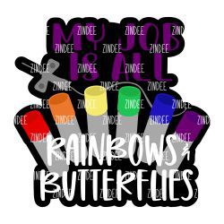 Rainbows and Butterflies Acrylic Blank- Sticker- UV DTF (1.5 inch)