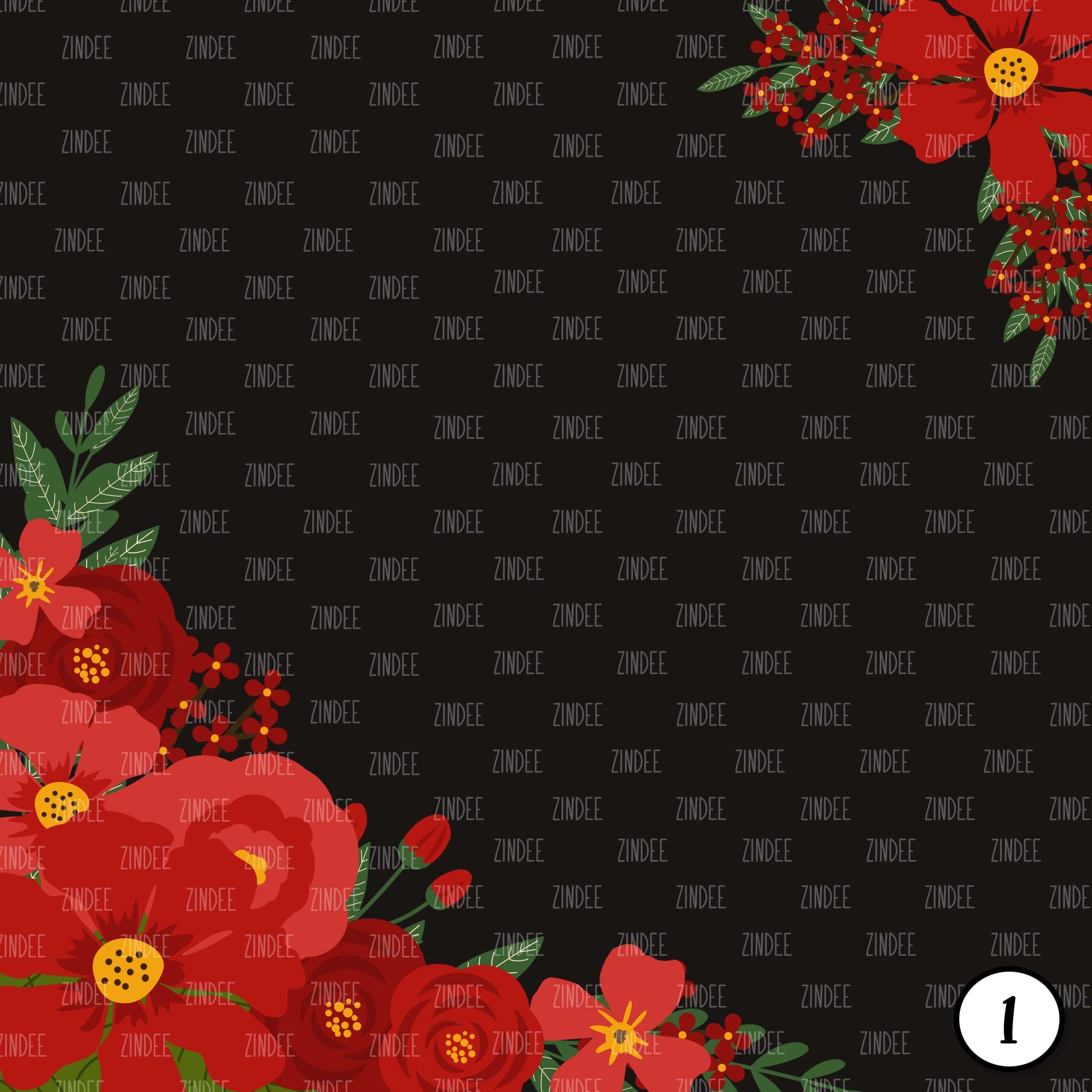 Alternative view of Red Blooms on Black (vinyl)