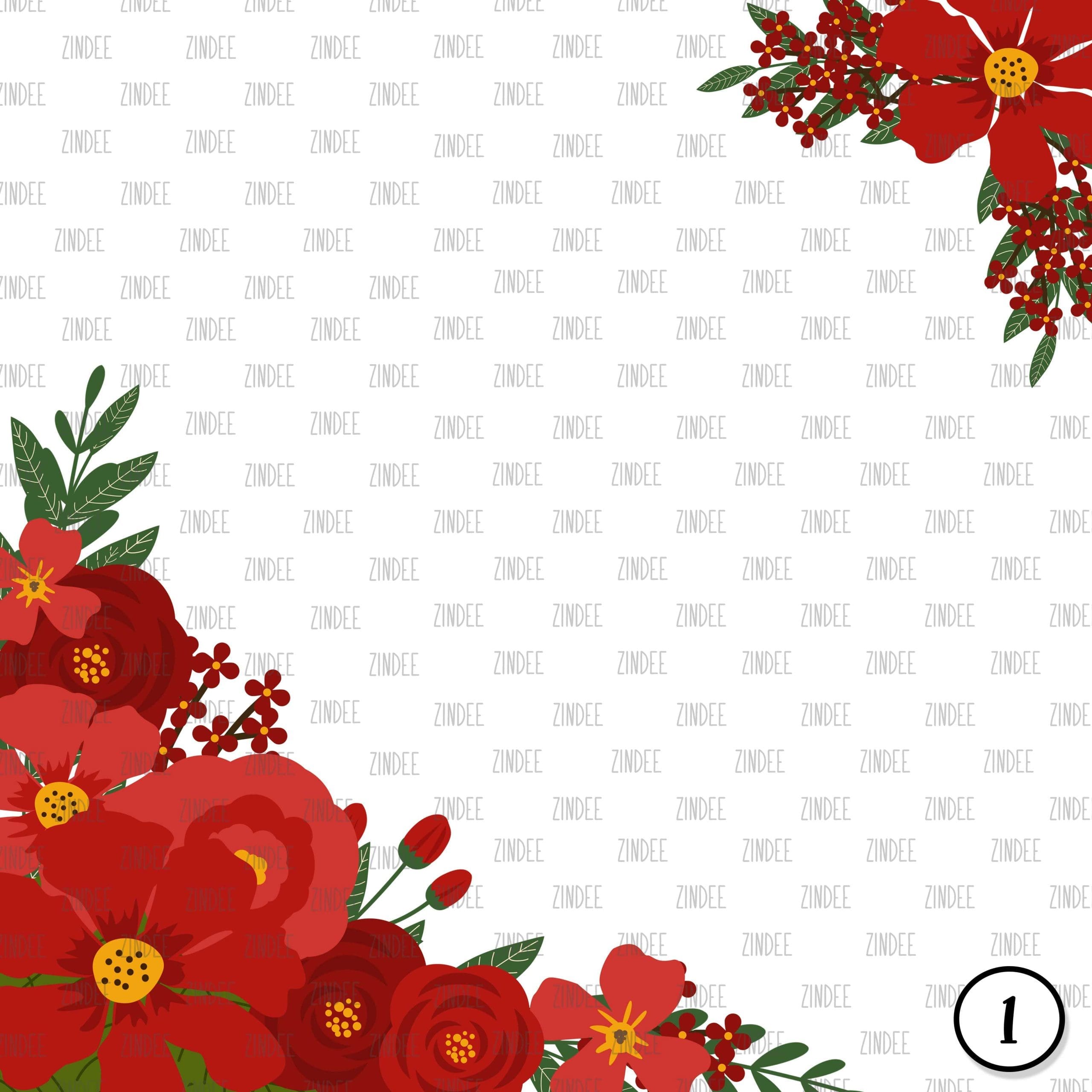 Alternative view of Red Blooms on White (vinyl)