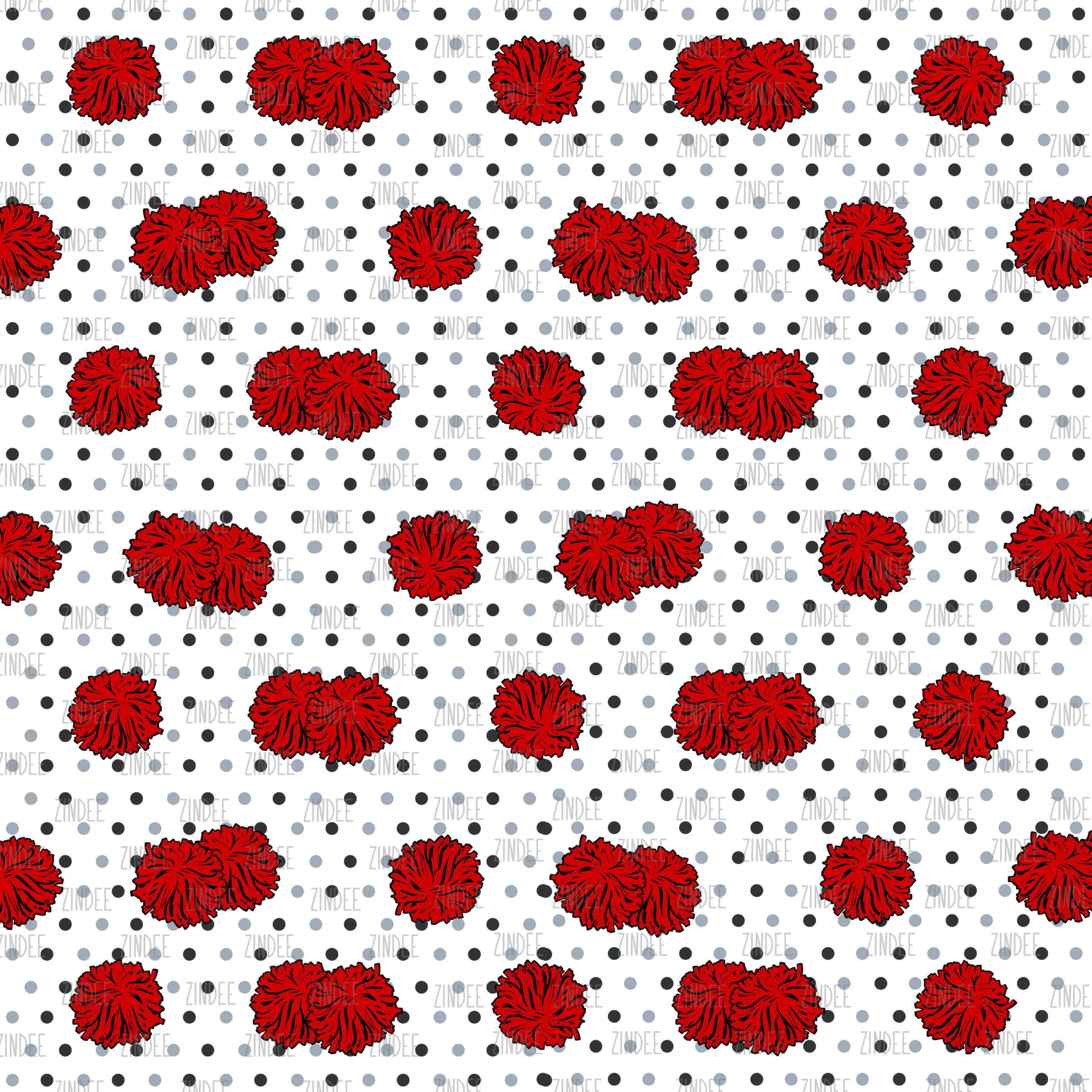 Red Cheer Poms (digital paper)