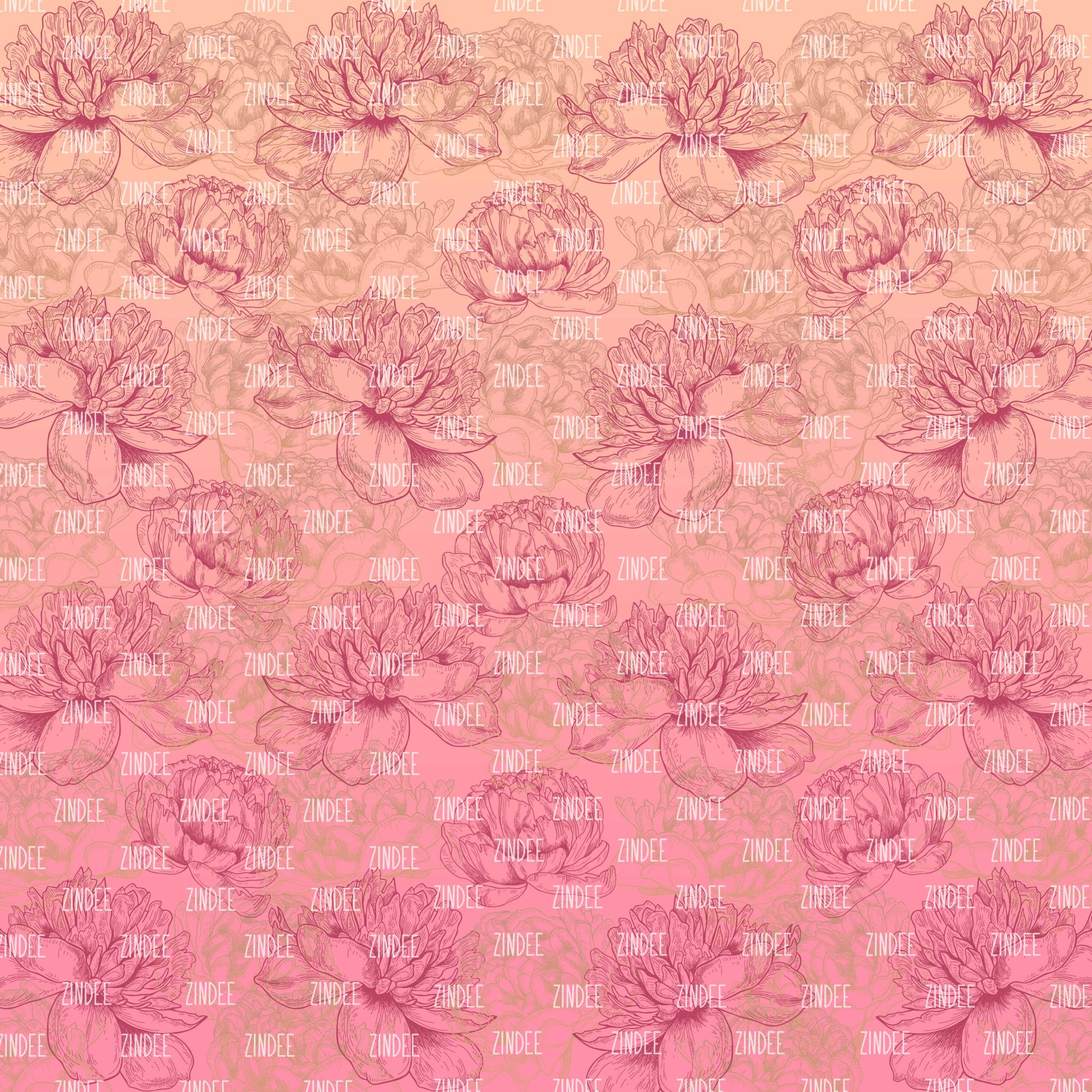 Red Gold Ombre Peonies (vinyl)