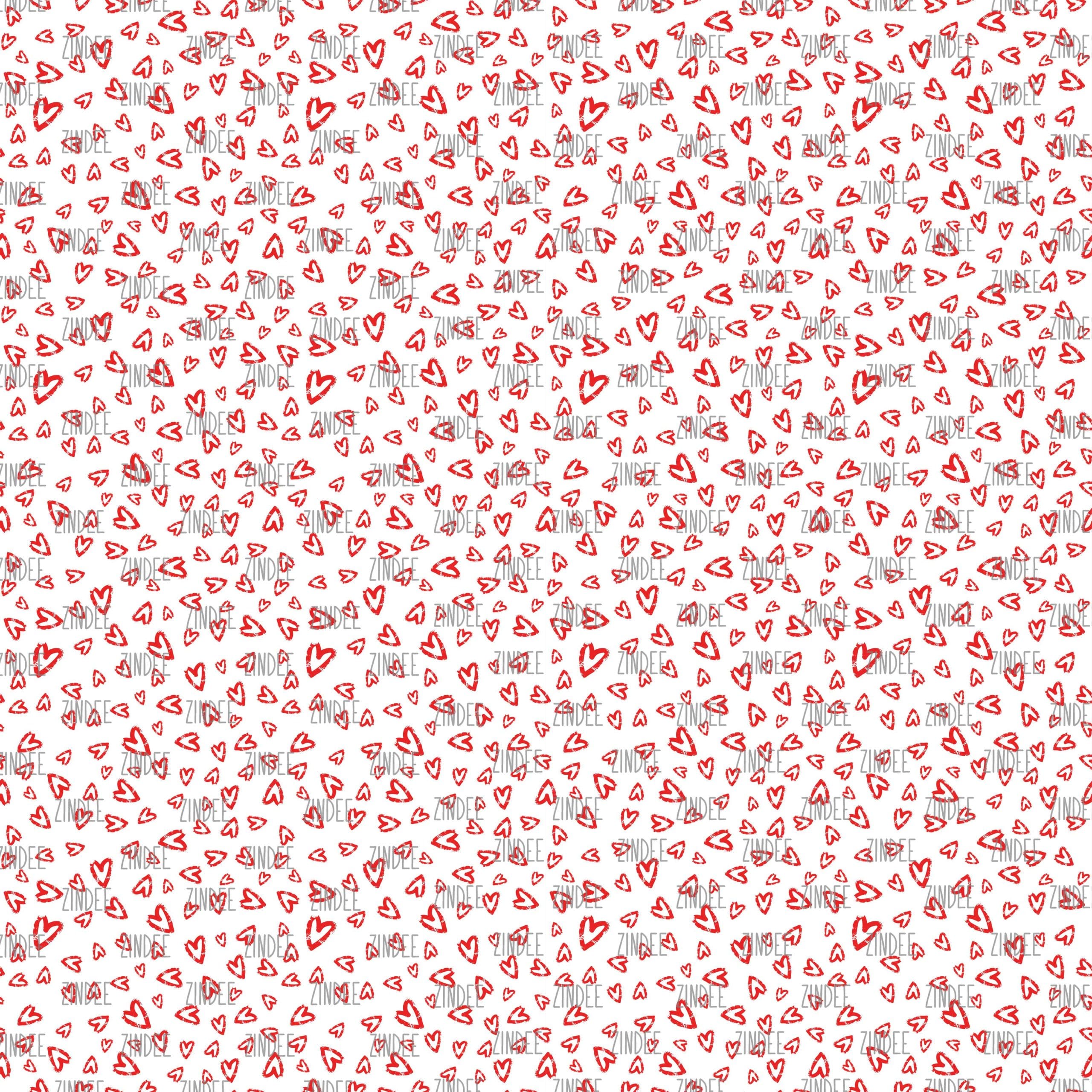 Sketch Hearts Red seamless (vinyl)