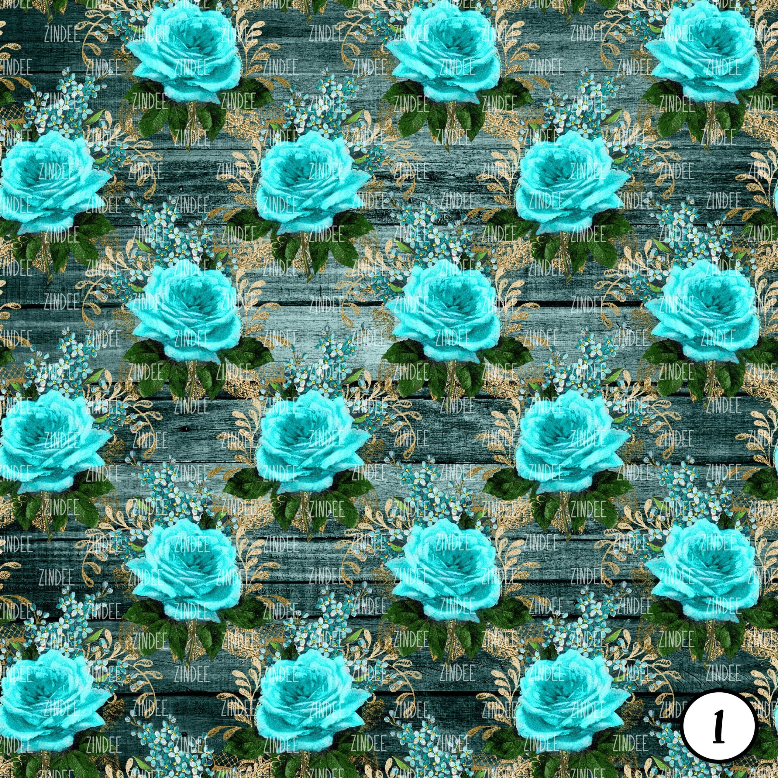 Alternative view of Rustic Blush and Teal Floral Wood (vinyl)