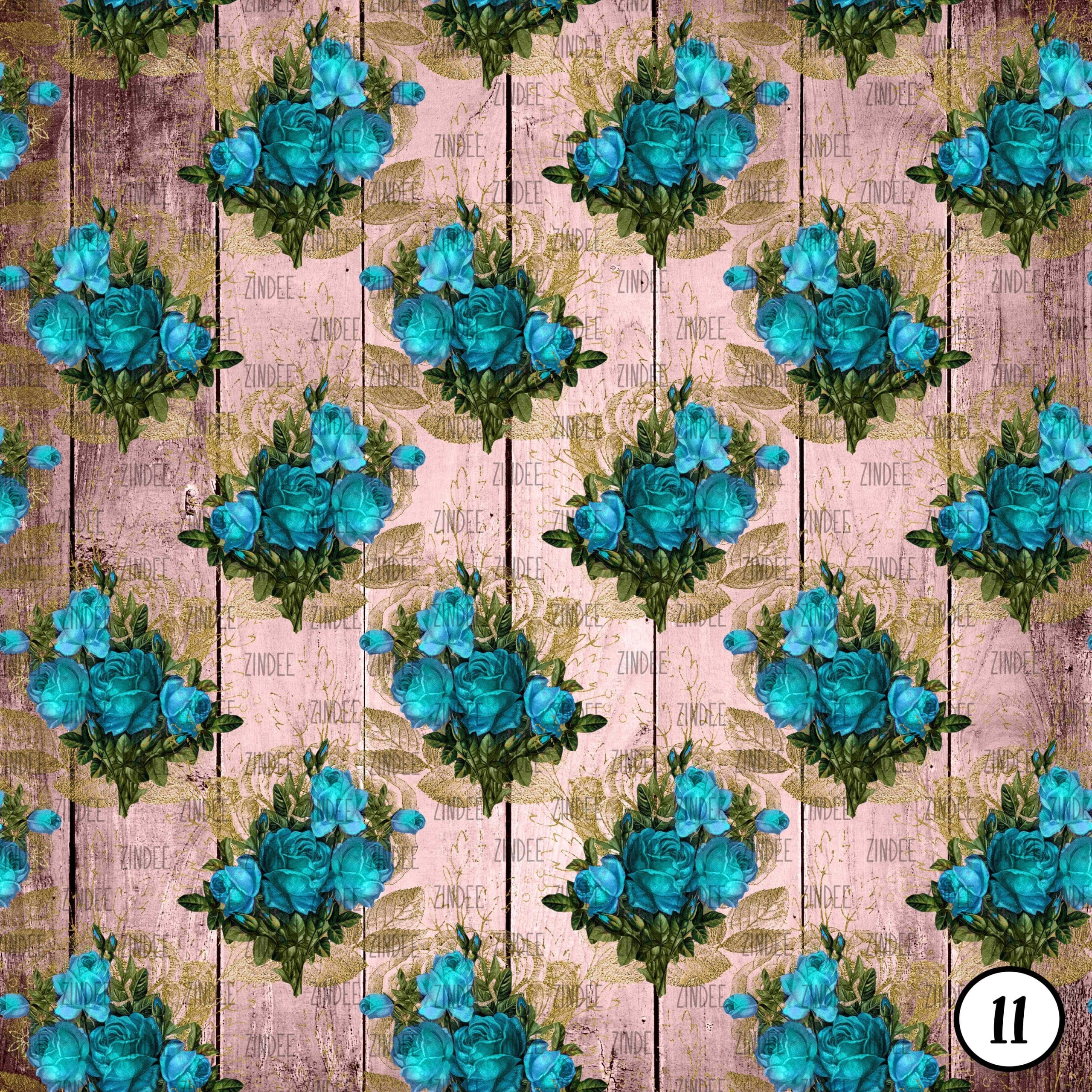 Rustic Blush and Teal Floral Wood (vinyl) - Image 12