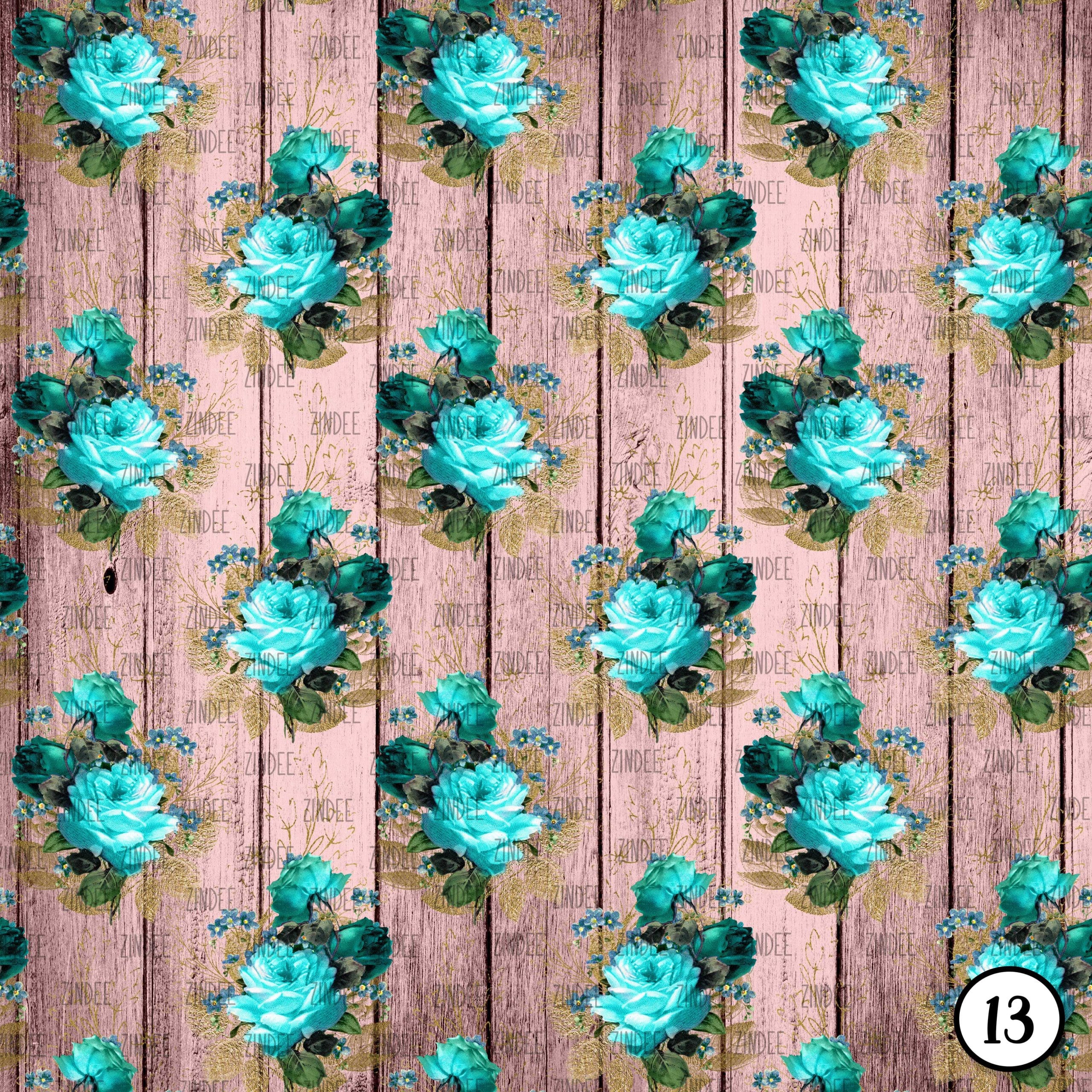 Rustic Blush and Teal Floral Wood (vinyl) - Image 14