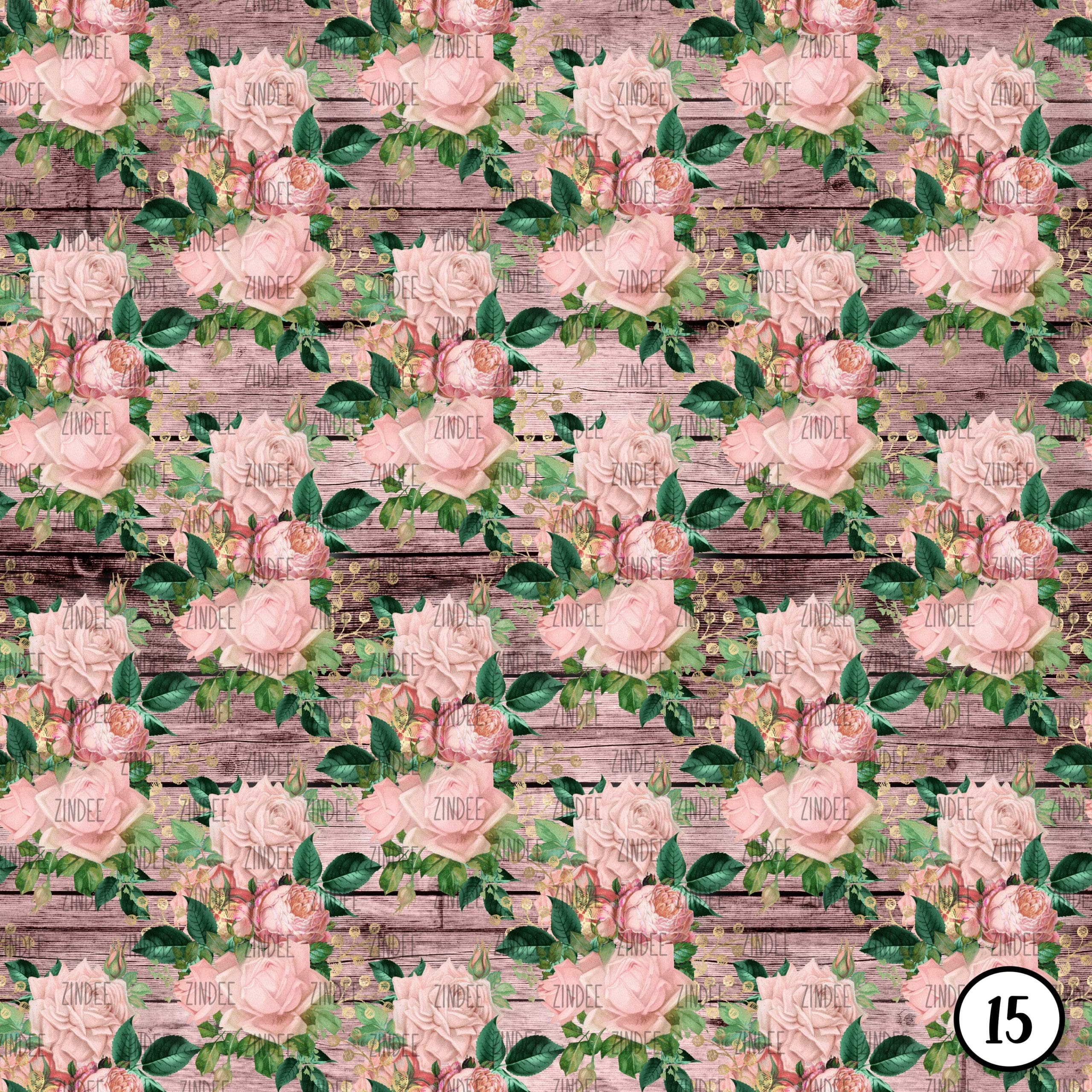 Rustic Blush and Teal Floral Wood (vinyl) - Image 16