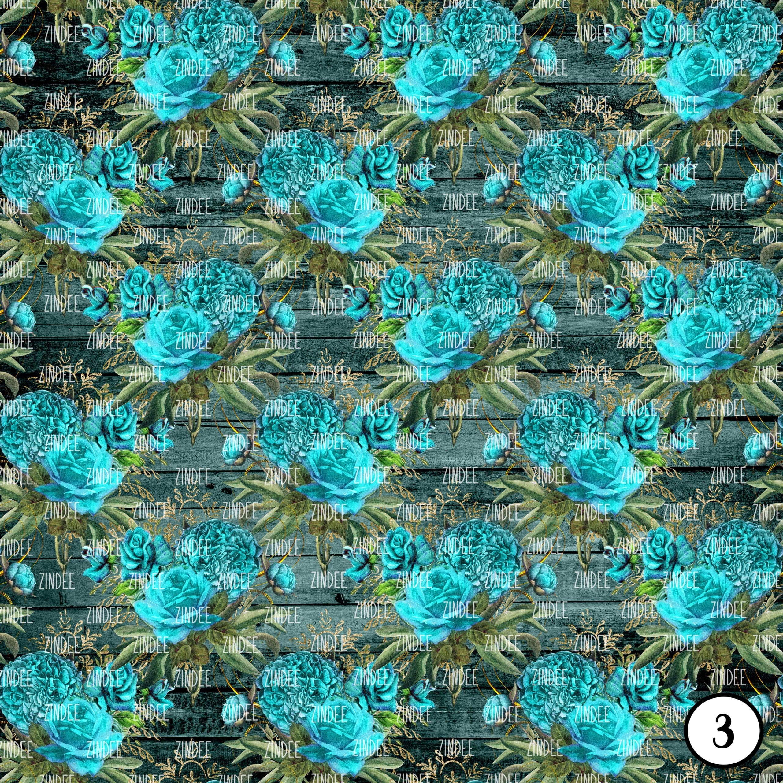 Rustic Blush and Teal Floral Wood (vinyl) - Image 4