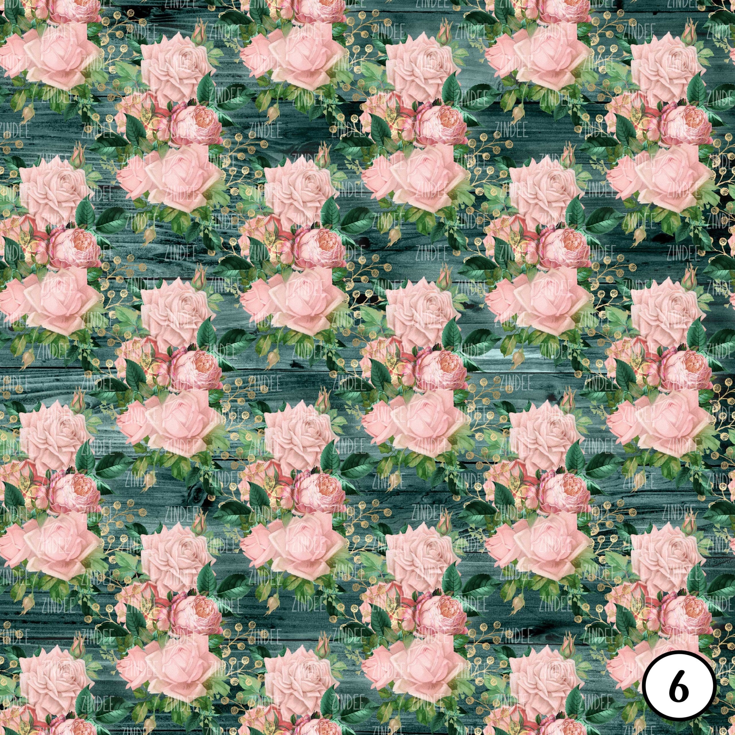 Rustic Blush and Teal Floral Wood (vinyl) - Image 7