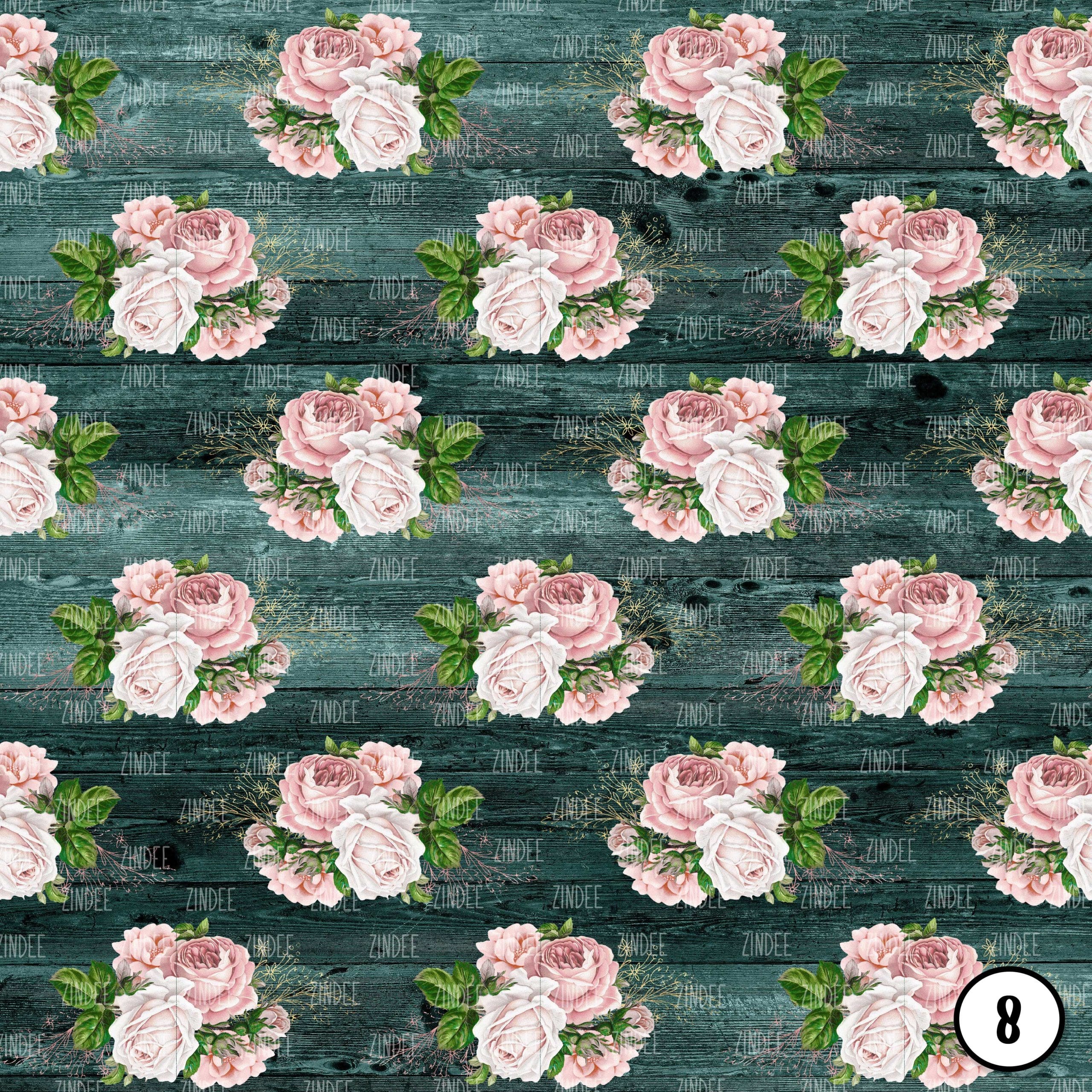Rustic Blush and Teal Floral Wood (vinyl) - Image 9