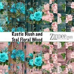 Rustic Blush and Teal Floral Wood (vinyl)