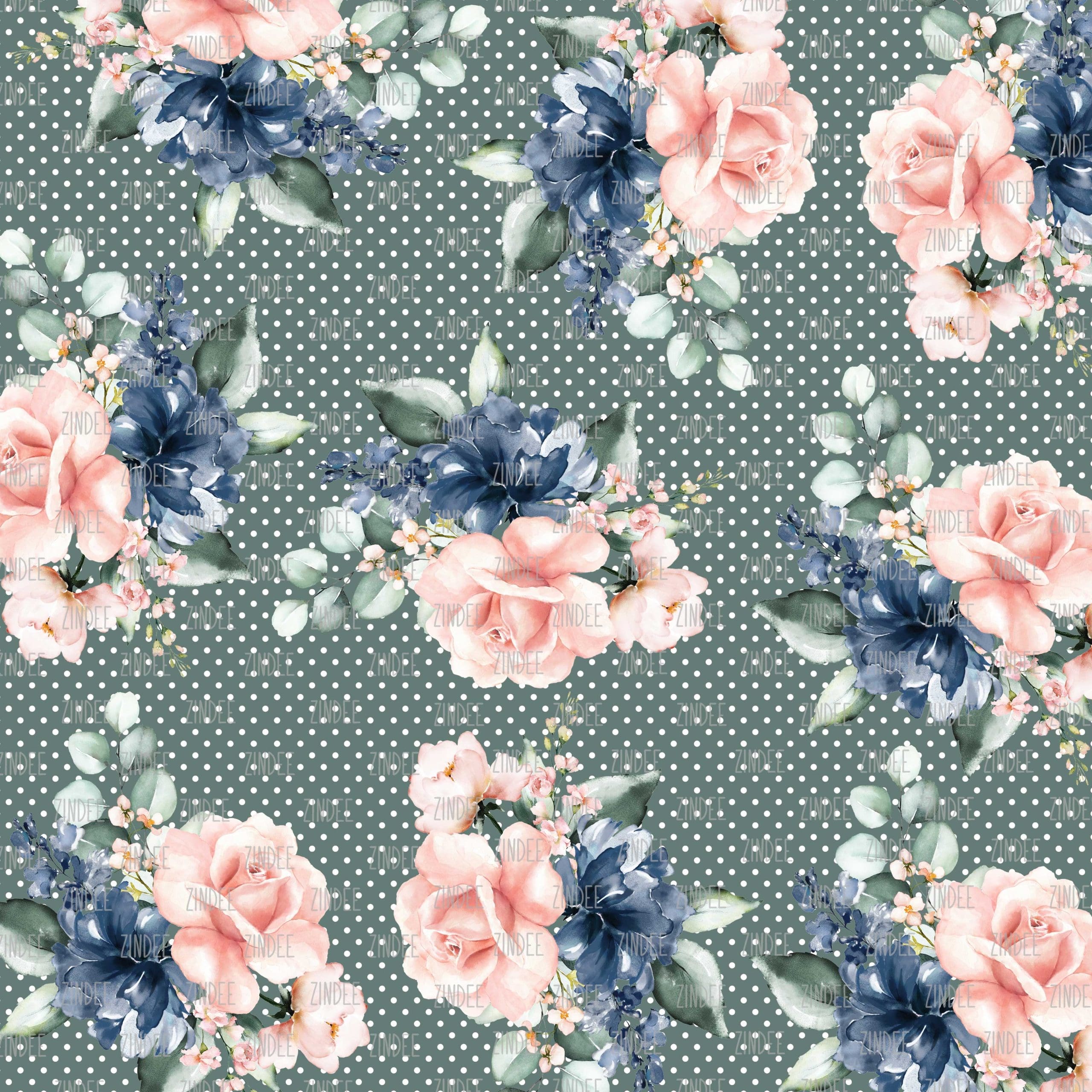 Rustic Dusty Floral #8 with Polka Dots (vinyl)