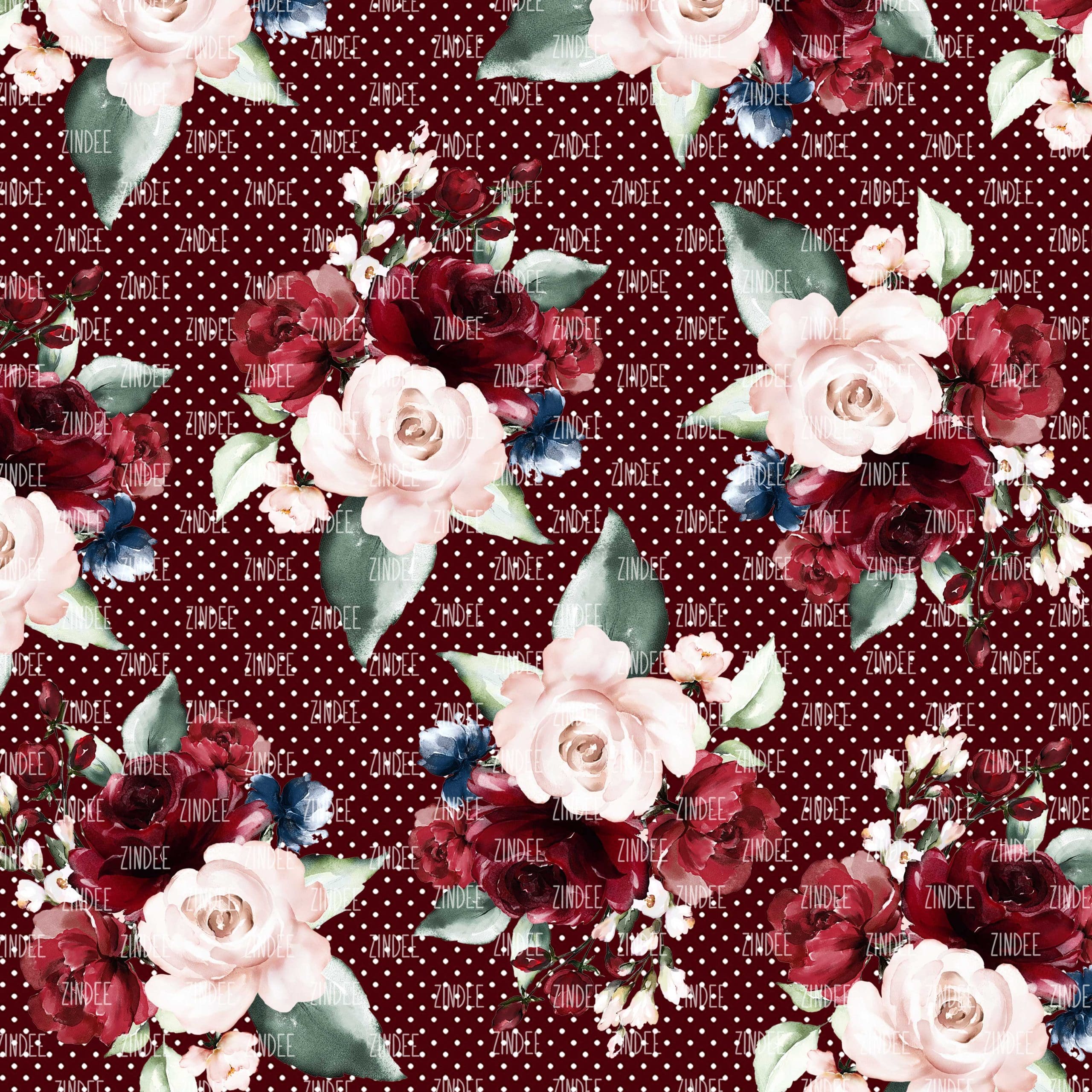 Rustic Dusty Floral #1 with Polka Dots (digital paper)