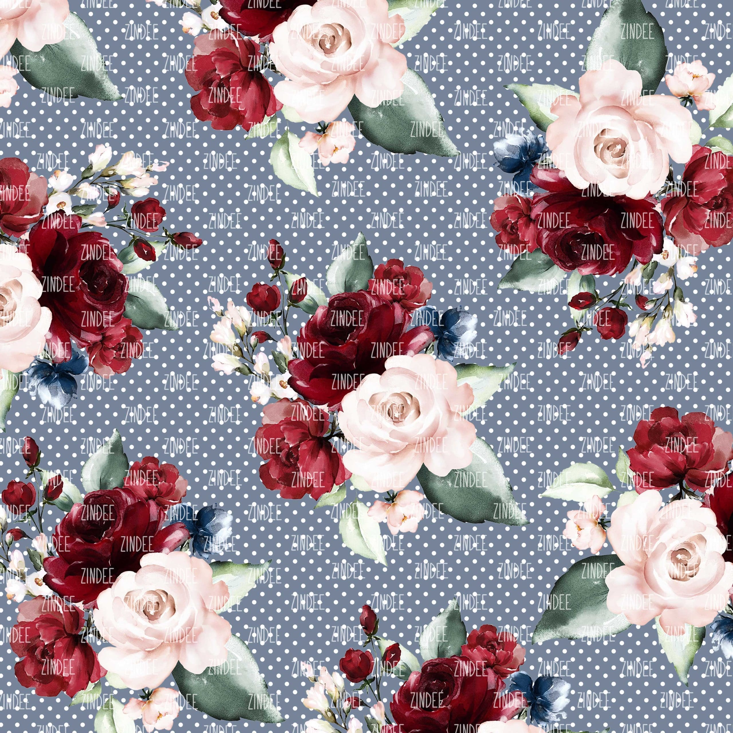 Rustic Dusty Floral #2 with Polka Dots (vinyl)