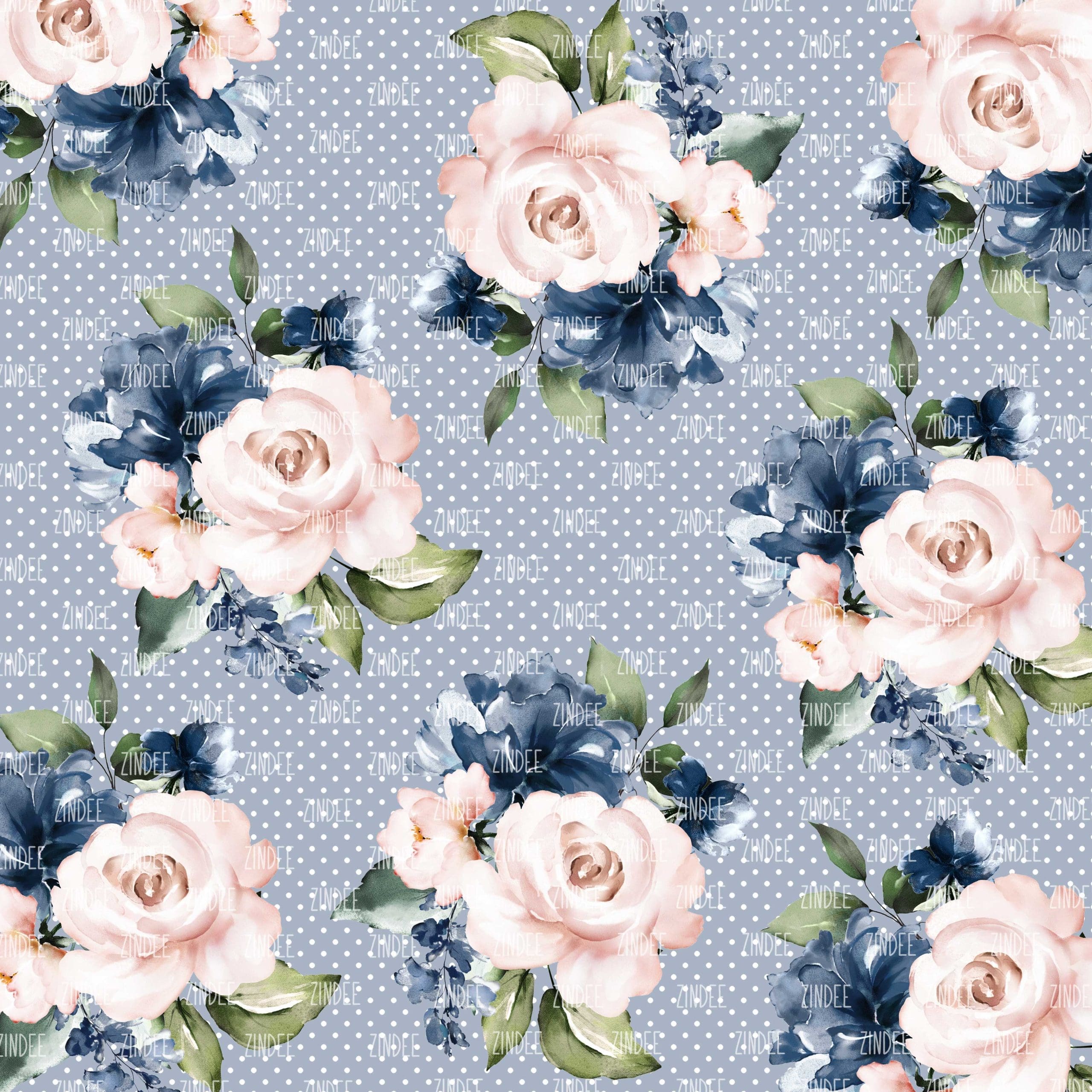 Rustic Dusty Floral #6 with Polka Dots (vinyl)