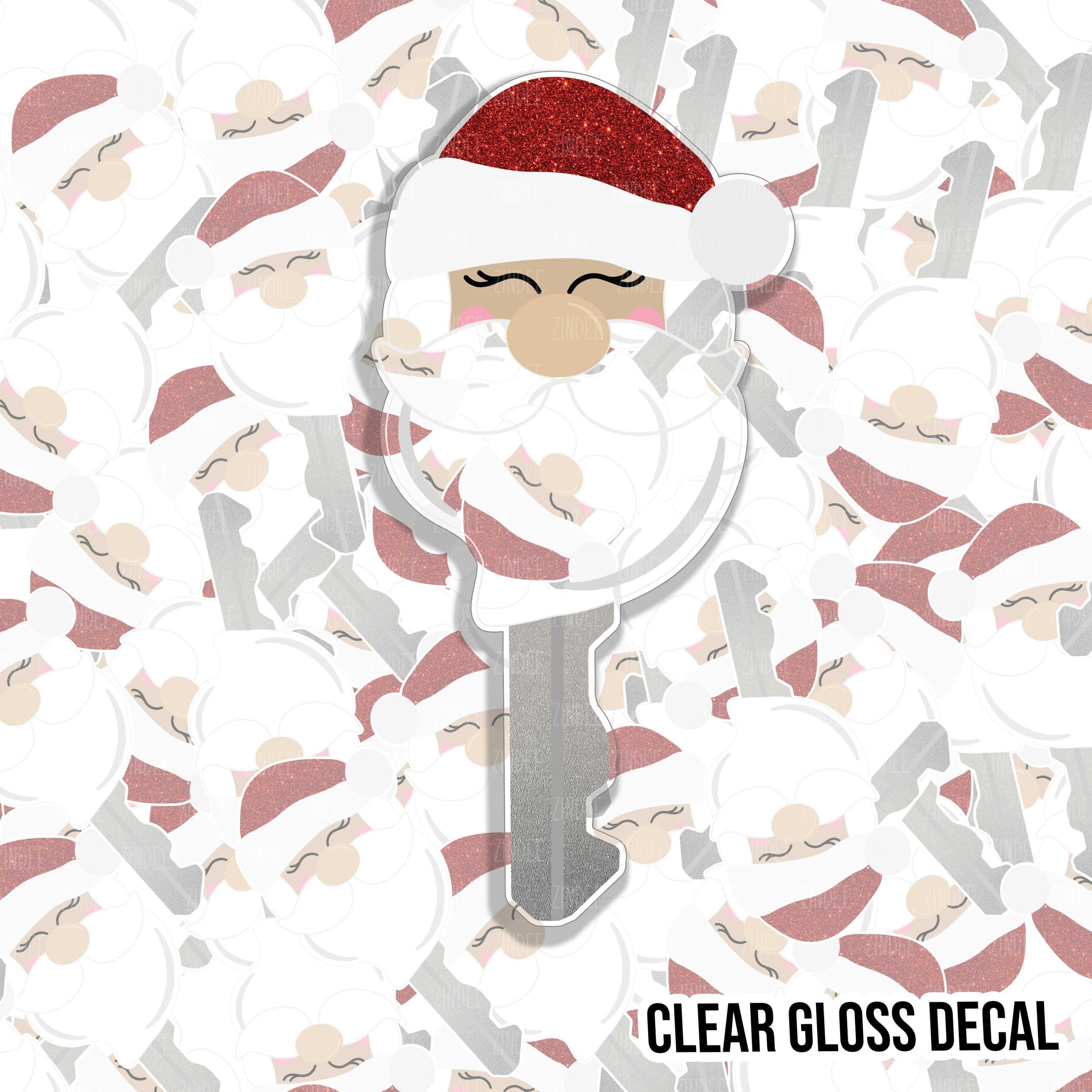 Santa Key kiss cut decal (3 inch) CLEAR GLOSS