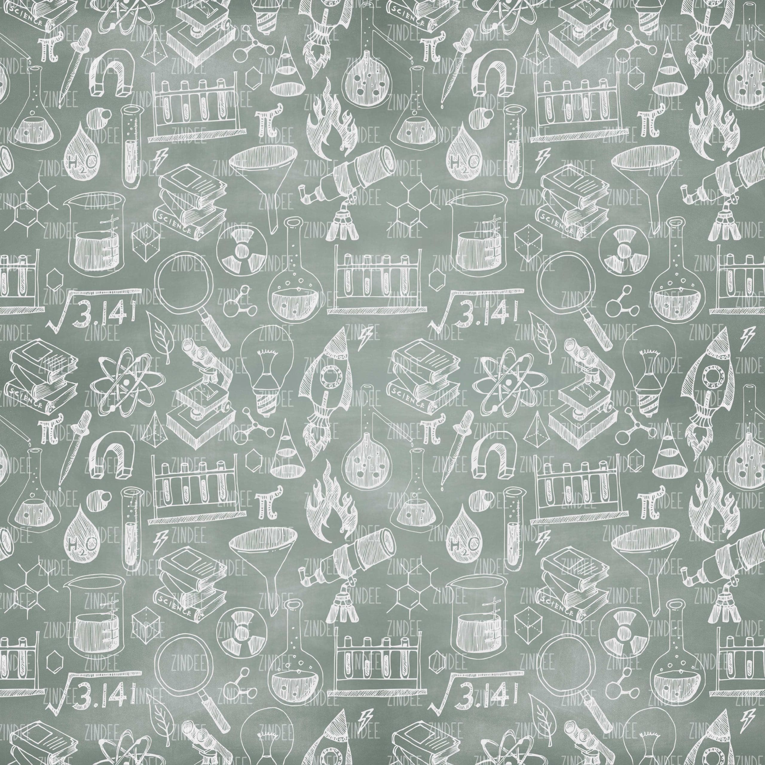 Science Green Chalkboard (digital paper)