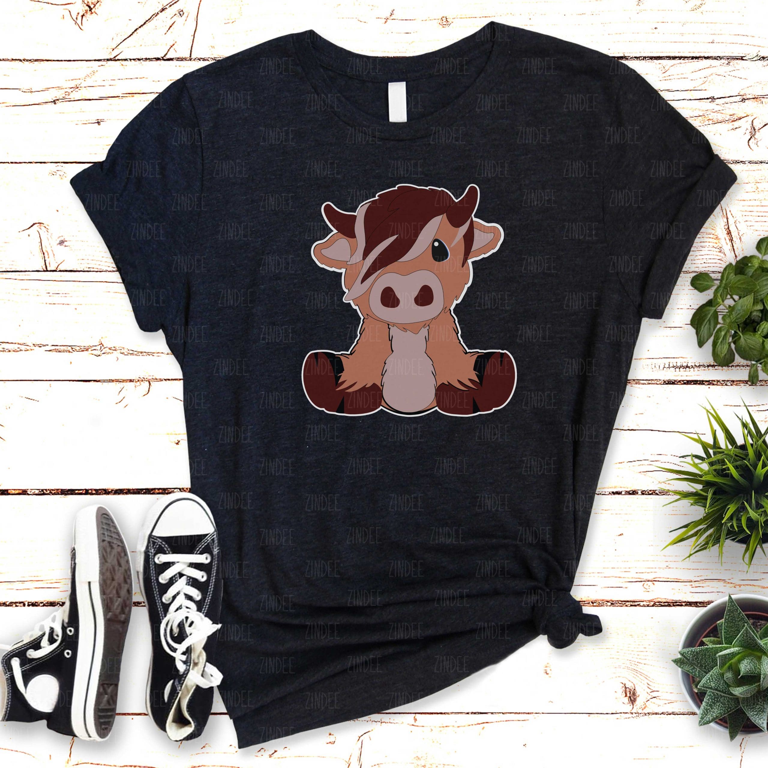 Sitting Highland Cow Light Brown (HTV ready to press)