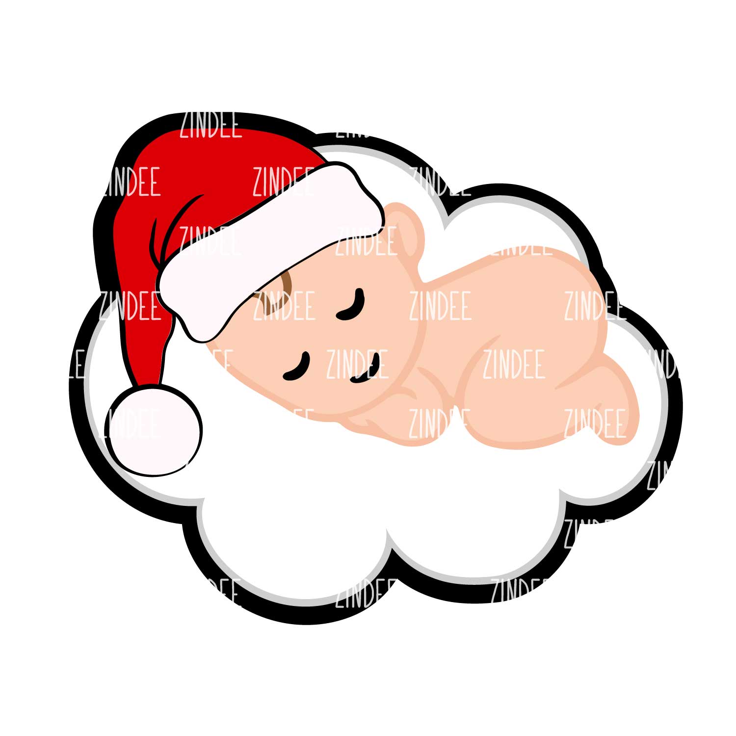 Sleeping Baby Santa (Light Skin) Acrylic Blank- Sticker- UV DTF (2.5 inch)