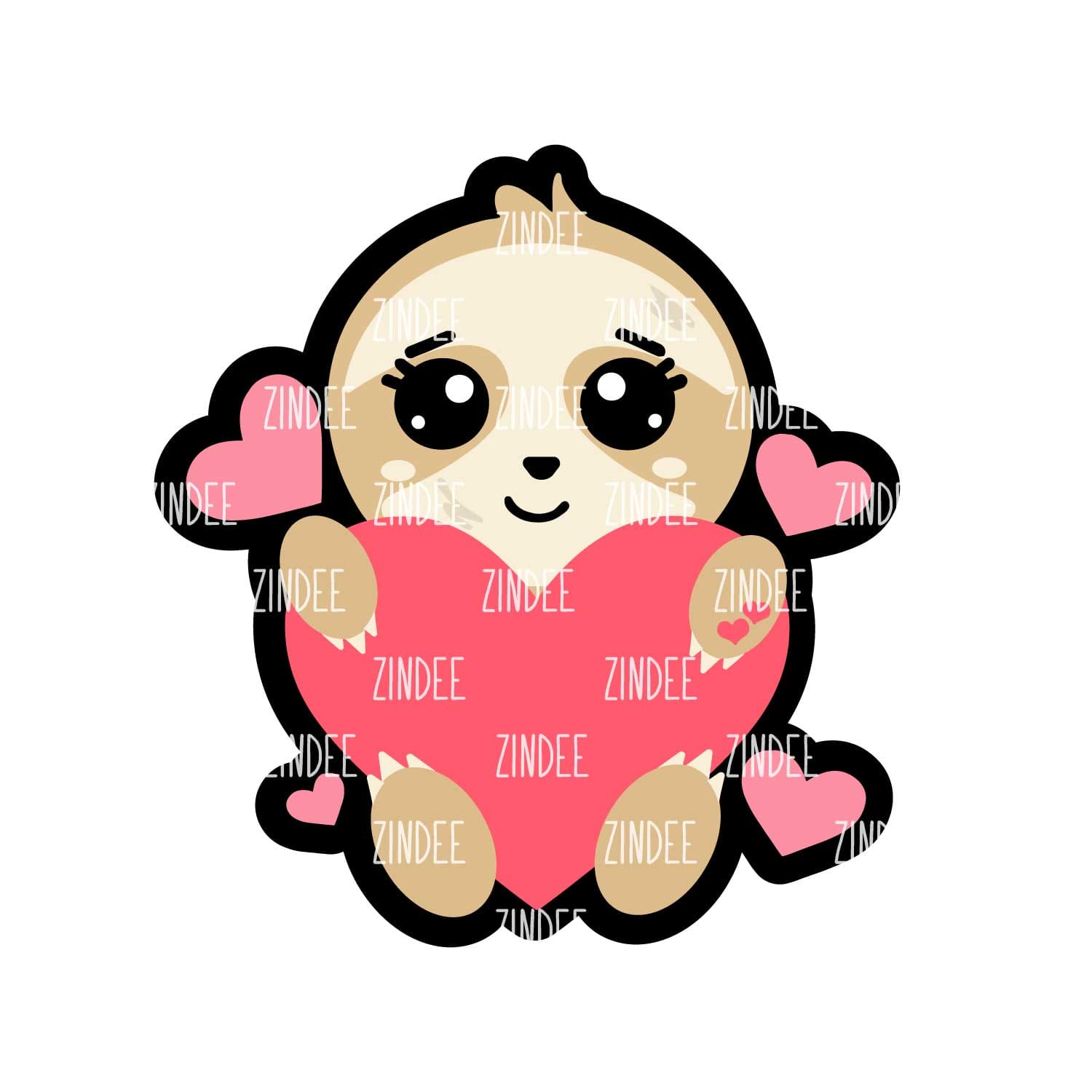 Sloth Heart Acrylic Blank- Sticker- UV DTF (2 inch) NO HOLE