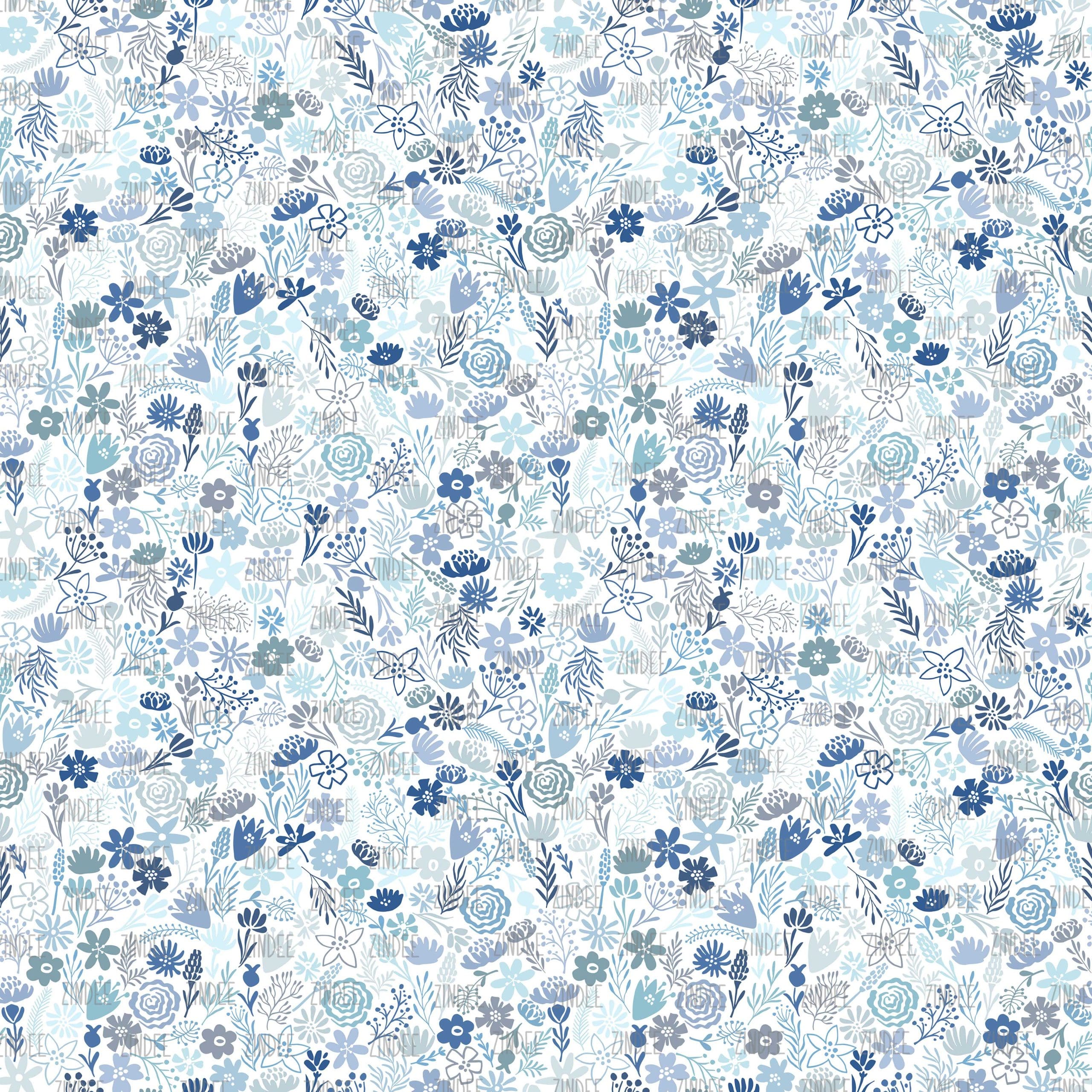 Small Flowers Blue seamless (vinyl)