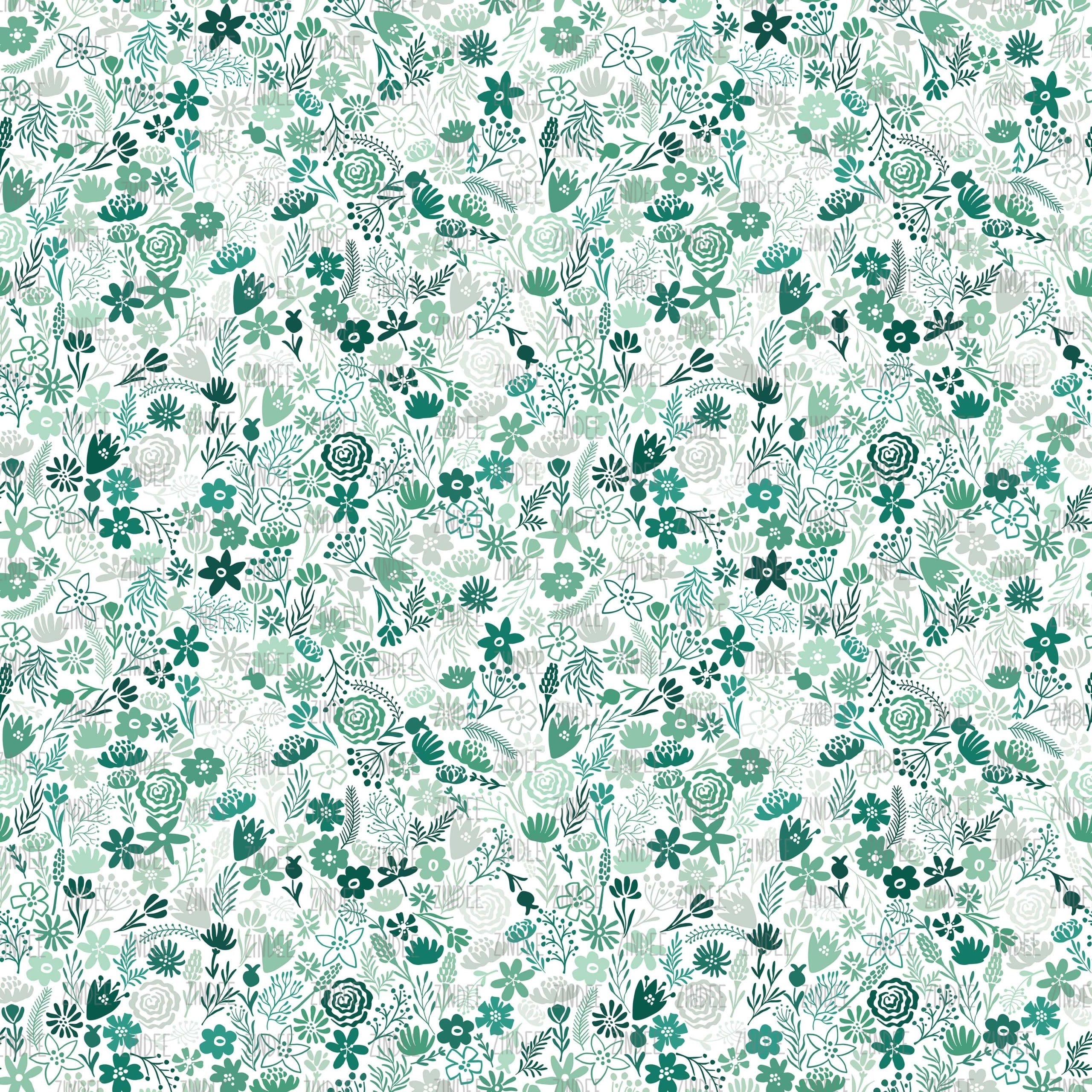 Small Flowers Green seamless (vinyl)