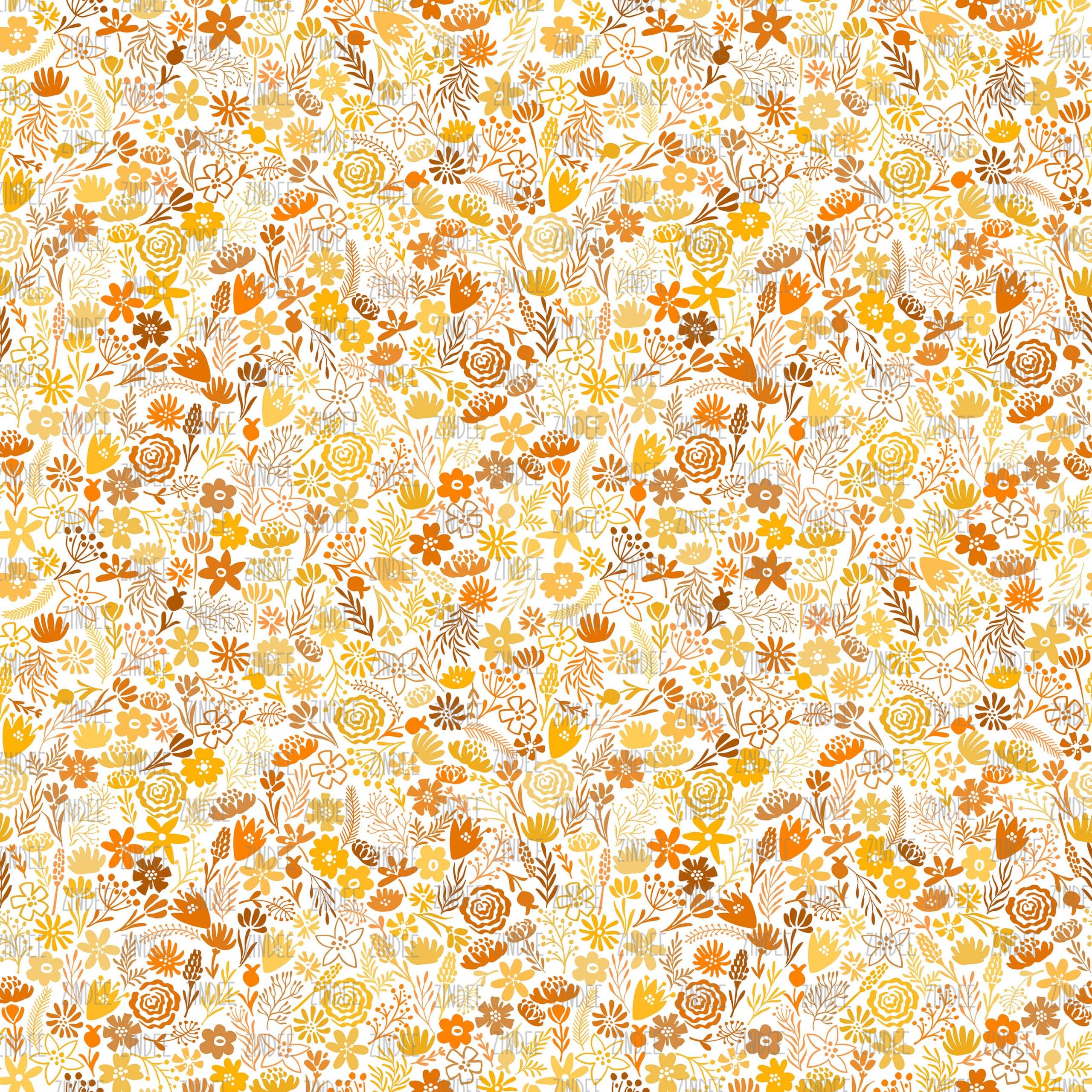 Small Flowers Orange seamless (vinyl)