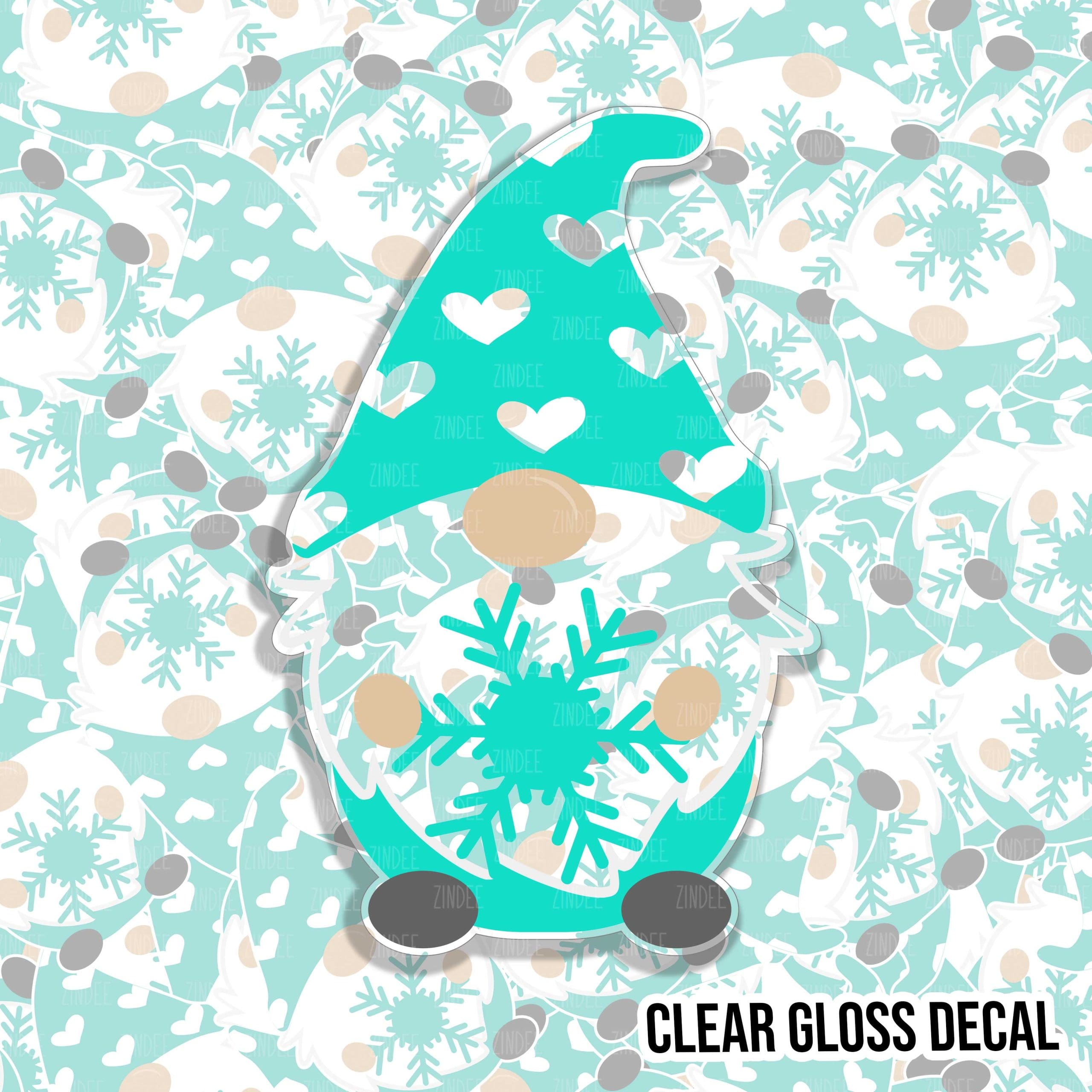 Snowflake Gnome kiss cut decal (1.5 inch) CLEAR GLOSS