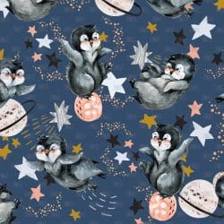 Space Penguins Blue seamless (digital paper)